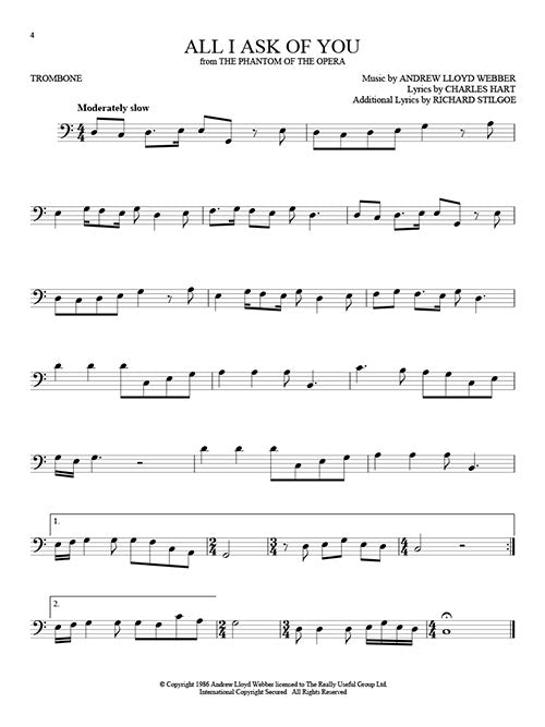 Phantom of the Opera solos for trombone sheet music