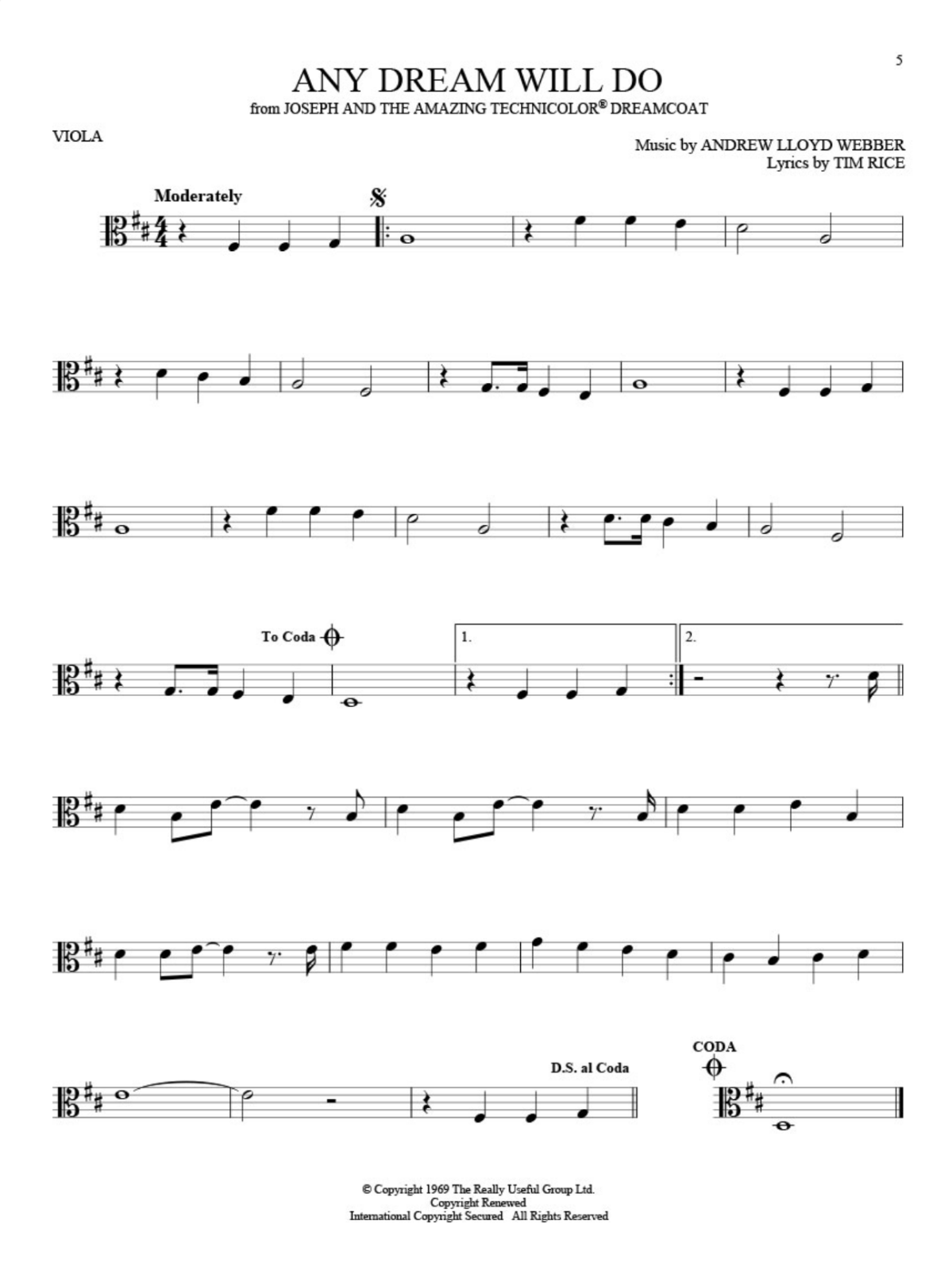 Joseph broadway show solos for viola sheet music