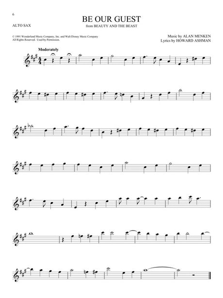 Be Our Guest from Beauty and the Beast solo tenor sax sheet music