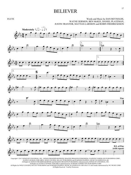 101 simple songs for flute sheet music of believer