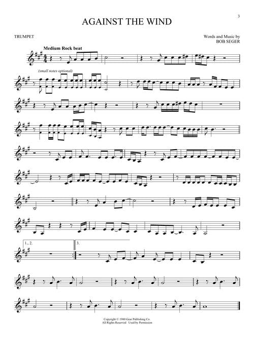 101 simple songs for trumpet sheet music against the wind