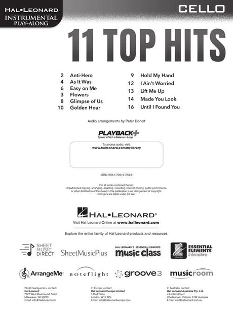 11 top hits for cello sheet music