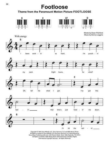 1980s sheet music easy piano footloose