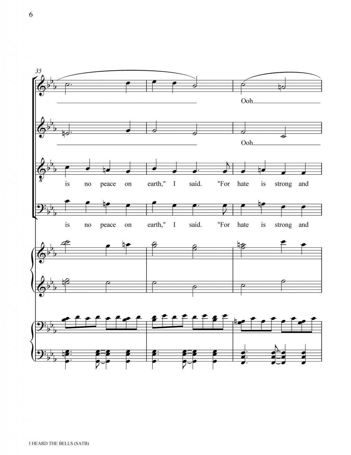 I heard the bells on christmas choir sheet music of hymn