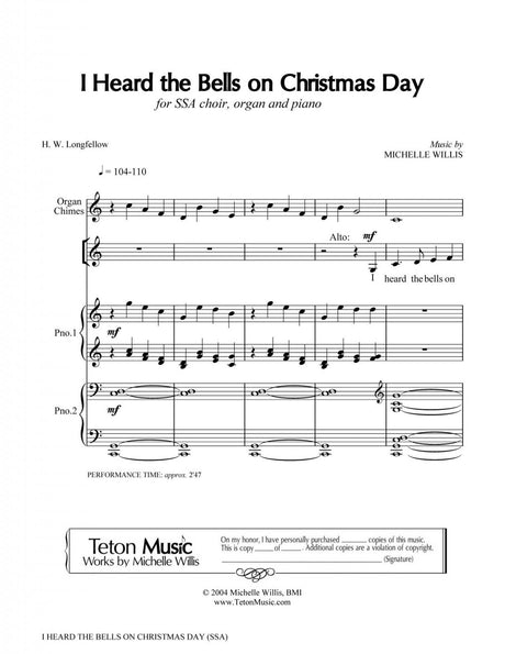 I heard the bells on christmas day ssa choir sheet music