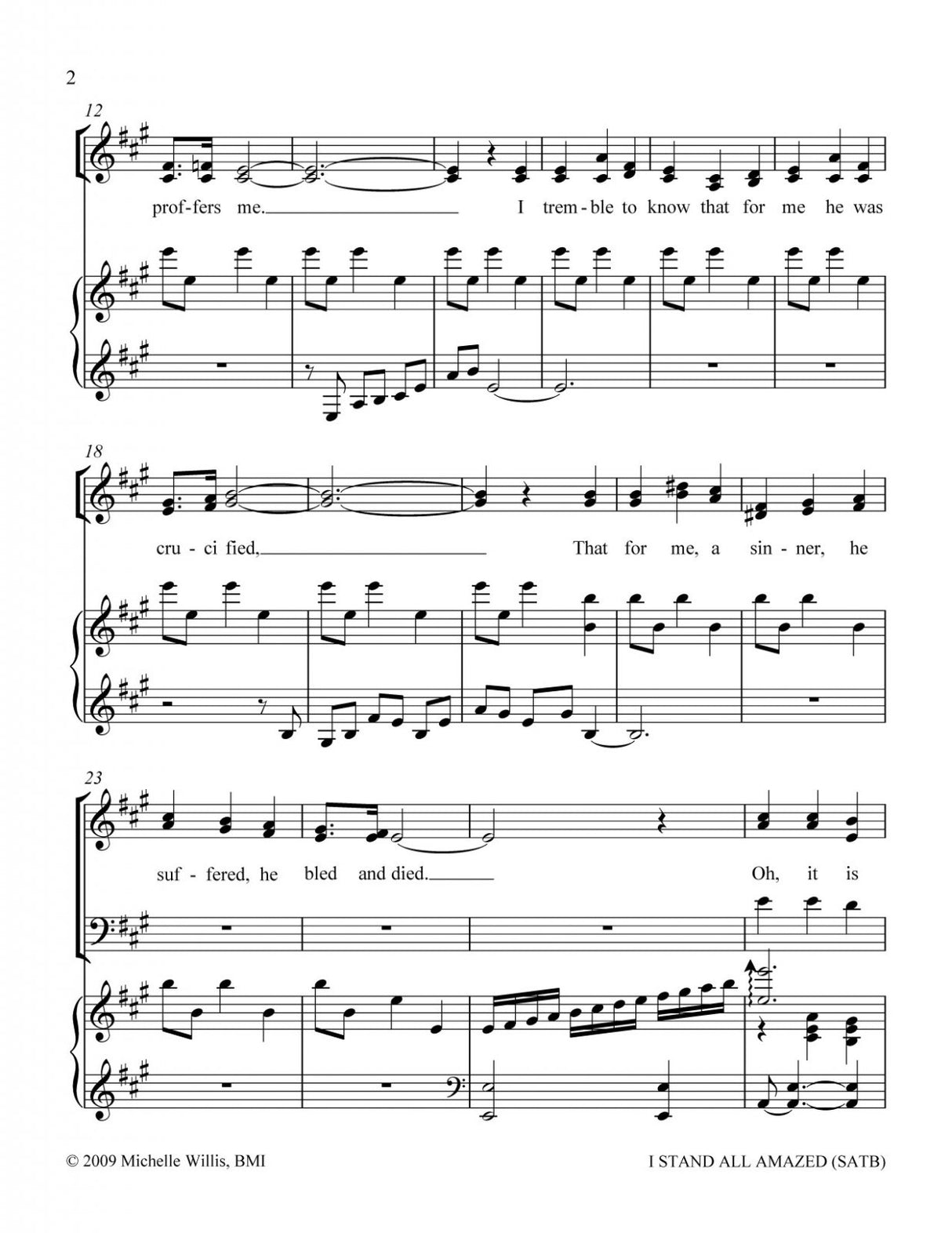 Arrangement of I stand all amazed hymn sheet music