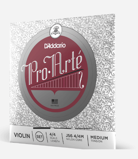 Jeu de cordes pour violon D'Addario Pro-Arte avec filature Mi 4/4, tension moyenne