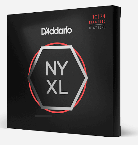 Cordes pour guitare électrique 8 cordes D'Addario NYXL1074 Nickel Wound Light Top/Heav...