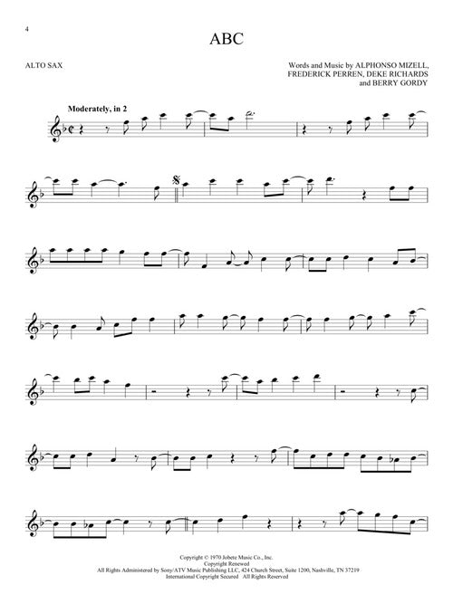 abc for alto sax sheet music by michael jackson 5