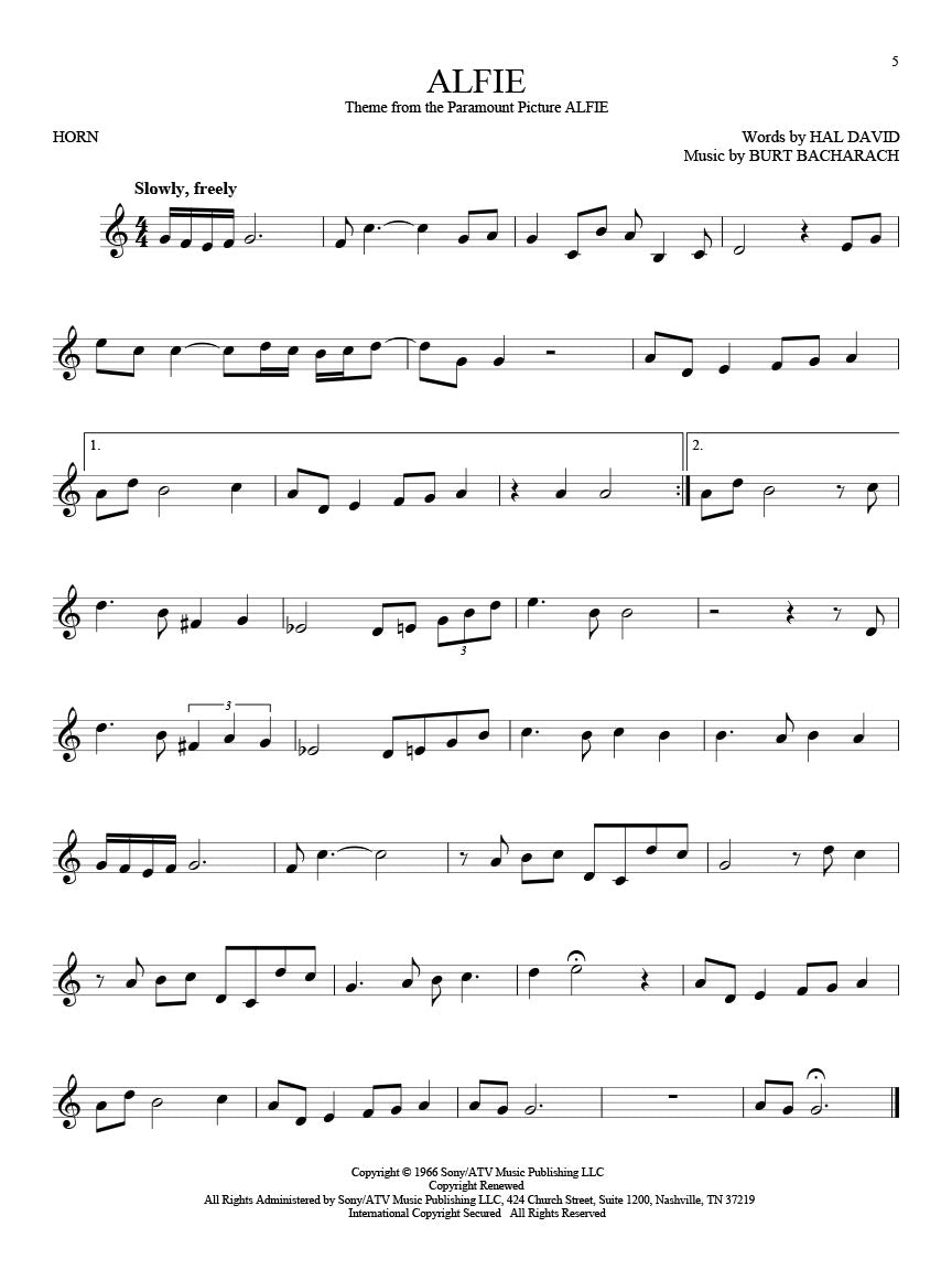 alfie solo for horn sheet music