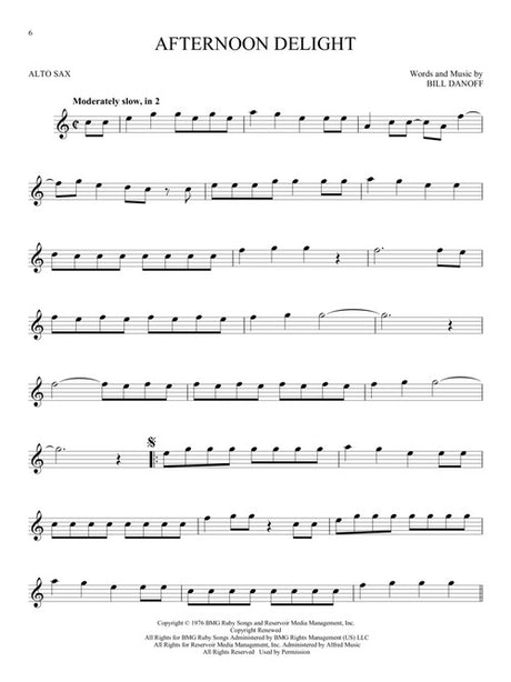 afternoon delight for alto sax sheet music