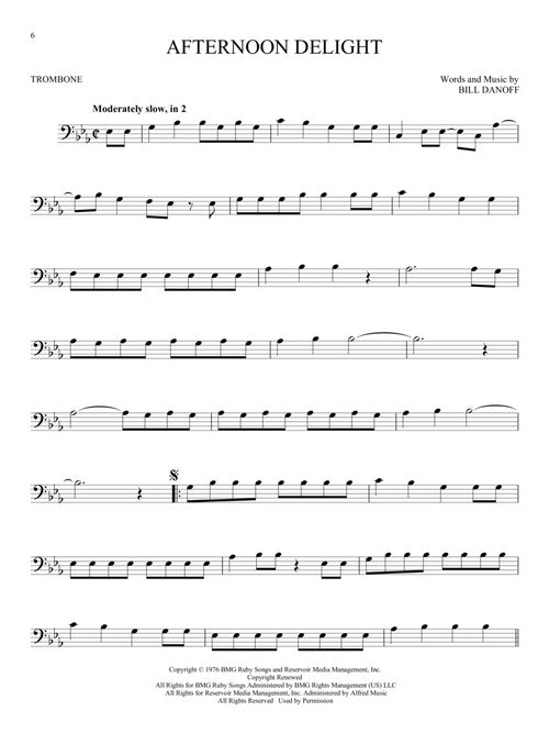 afternoon delight sheet music for trombone