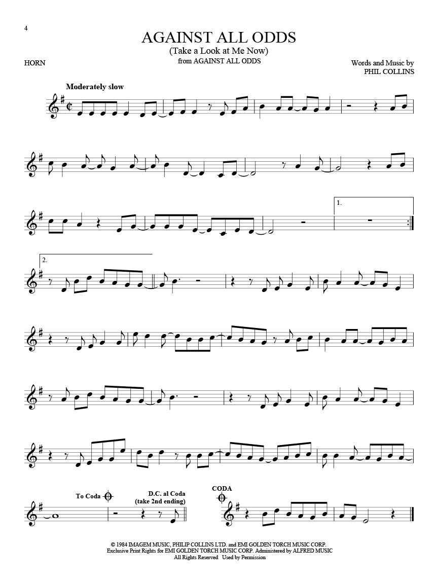 against all odds for solo horn sheet music