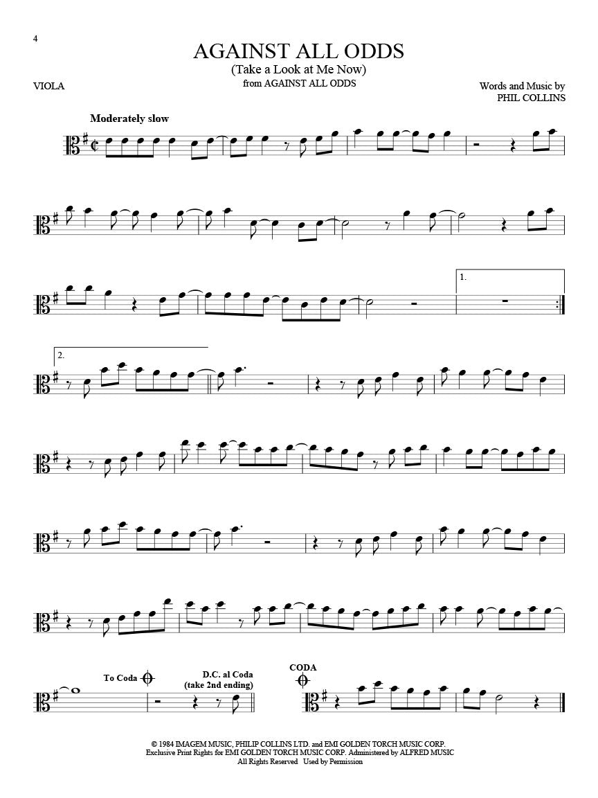 Against all odds for solo viola sheet music