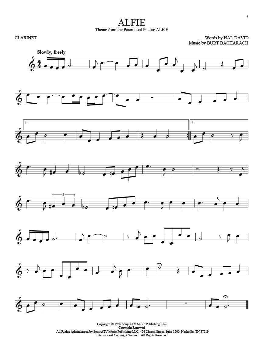 alfie solo for clarinet sheet music