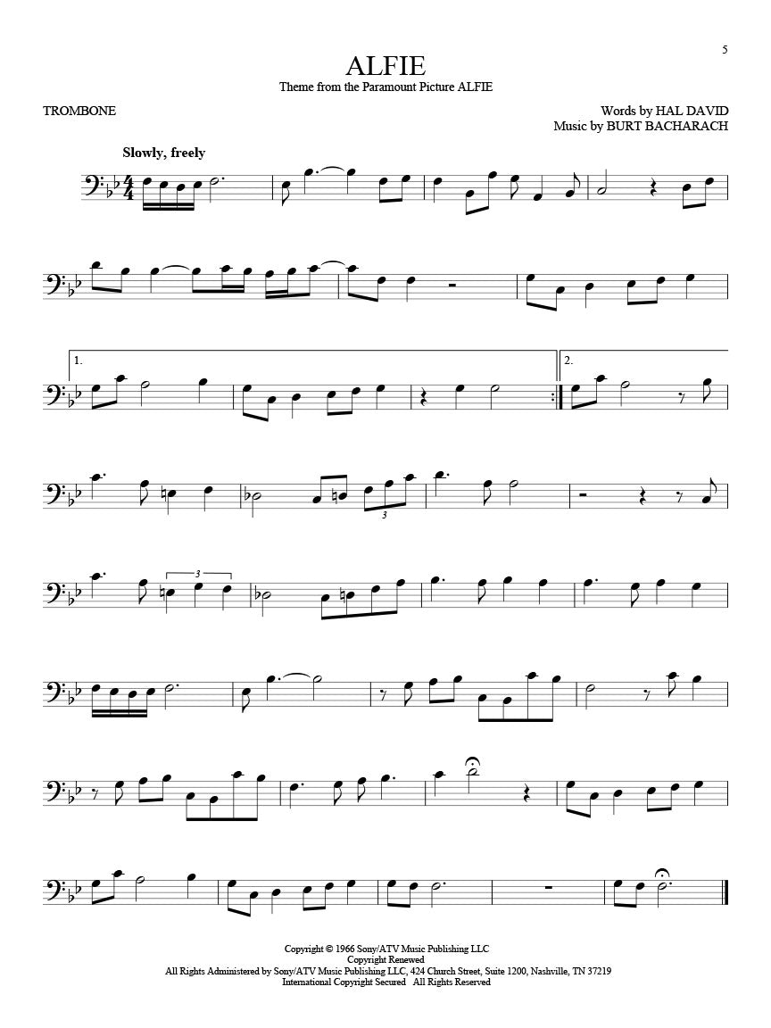 Alfie solo for trombone sheet music