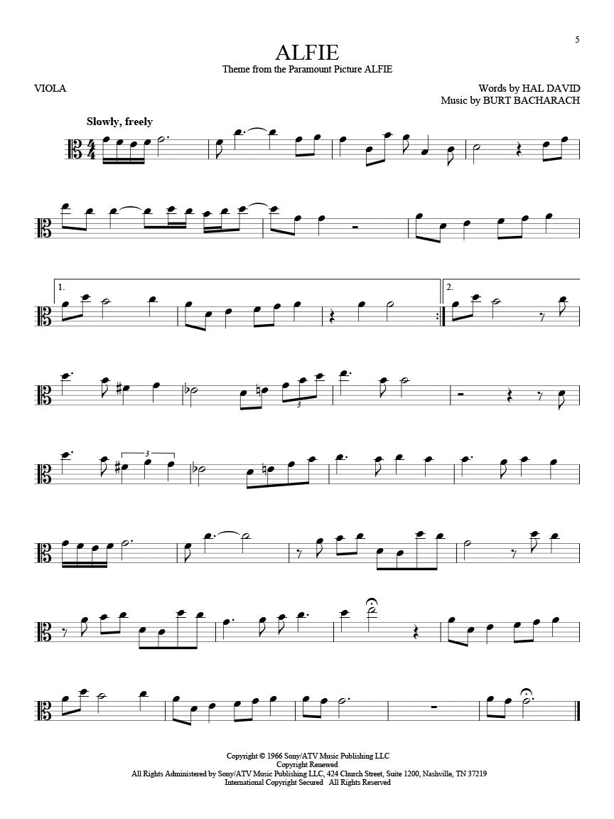 Alfie solo for viola sheet music