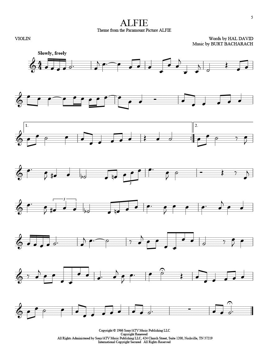 Alfie solo for violin sheet music