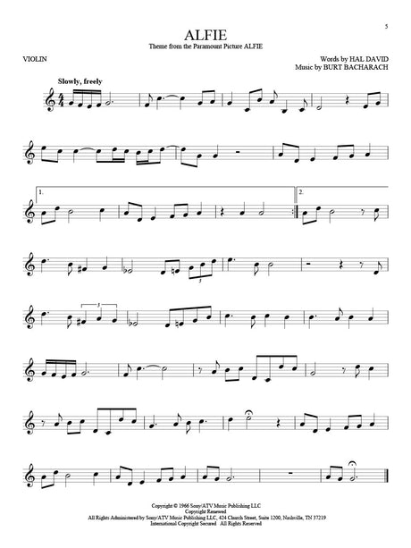 Alfie solo for violin sheet music