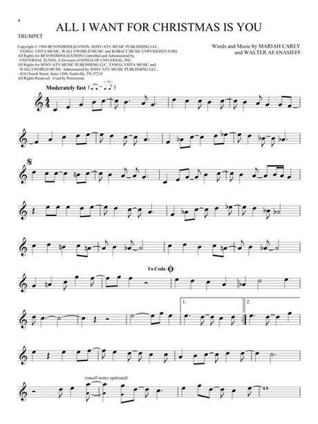 All I want for Christmas is You sheet music for trumpet solo