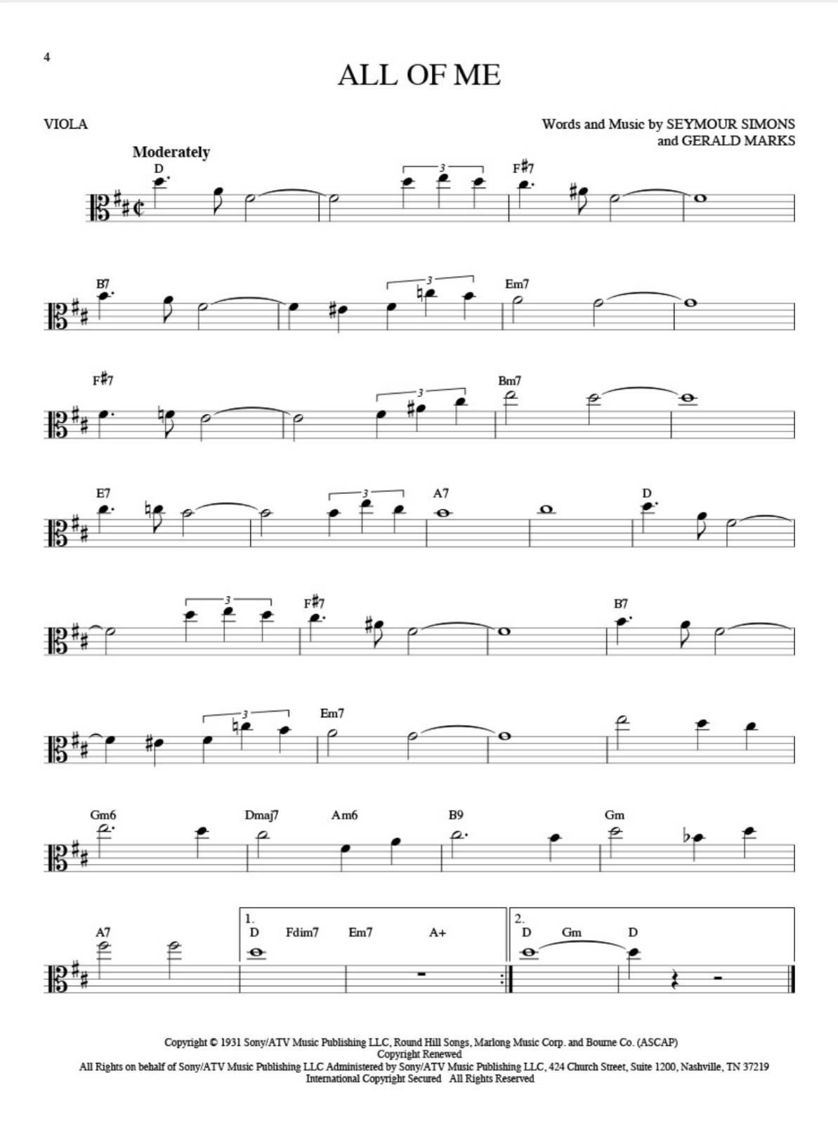 all of me jazz song solo for viola sheet music