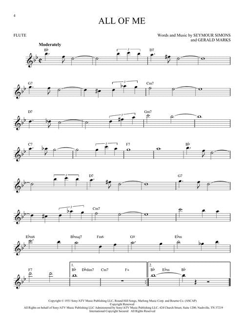 All of me jazz song solos for flute sheet music