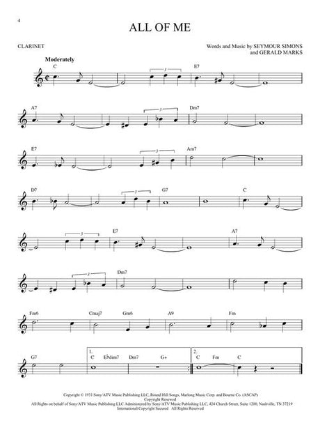 All of me jazz song solos for clarinet sheet music