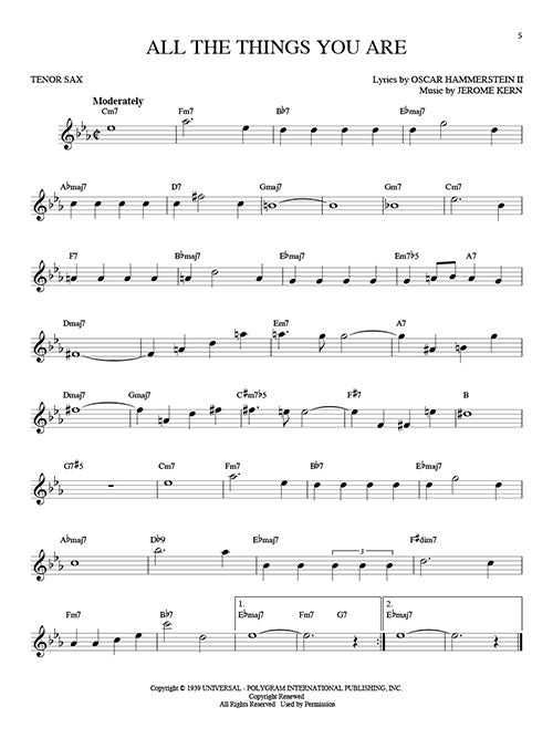 Tenor sax sheet music of all the things you are jazz solo