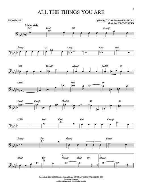 Trombone sheet music for all the things you are jazz solo