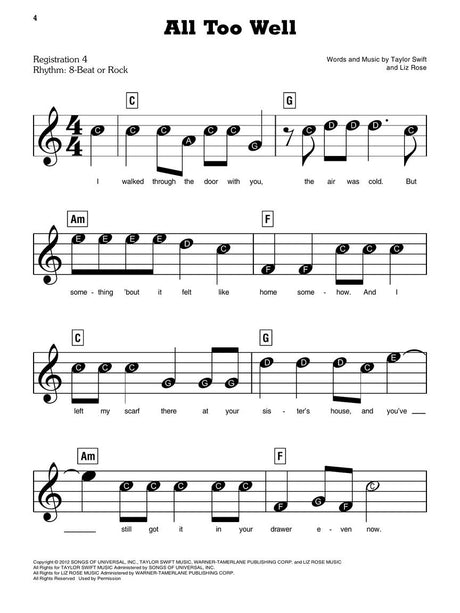 all too well piano sheet music by taylor sift