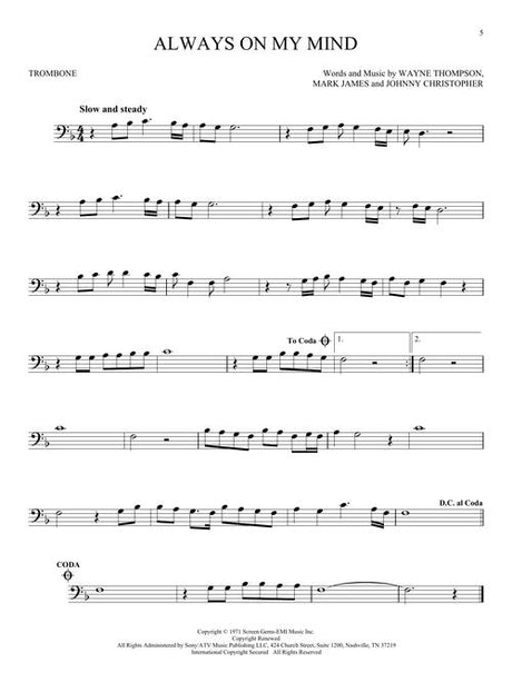 always on my mind solo for trombone sheet music