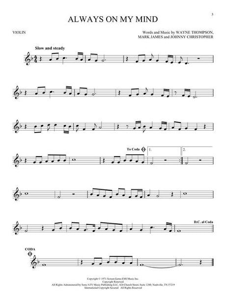 always on my mind solo for violin sheet music