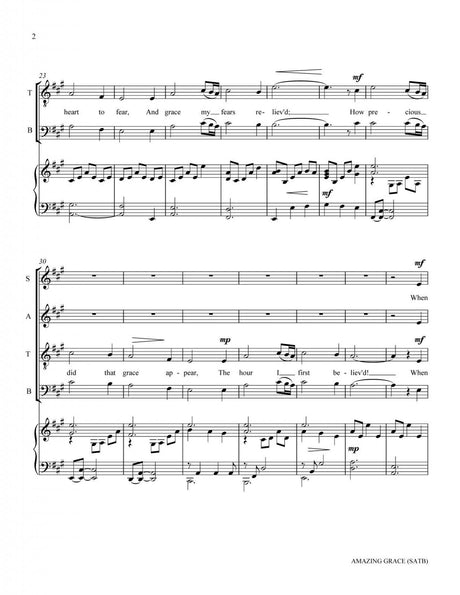 Amazing Grace Hymn Sheet Music for SATB choir