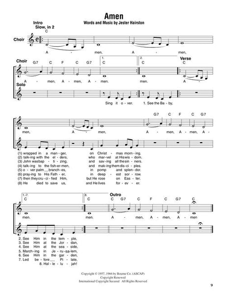 amen sheet music by jester hairston for banjo, guitar and ukulele