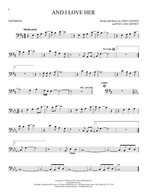 and I love her solo for trombone sheet music