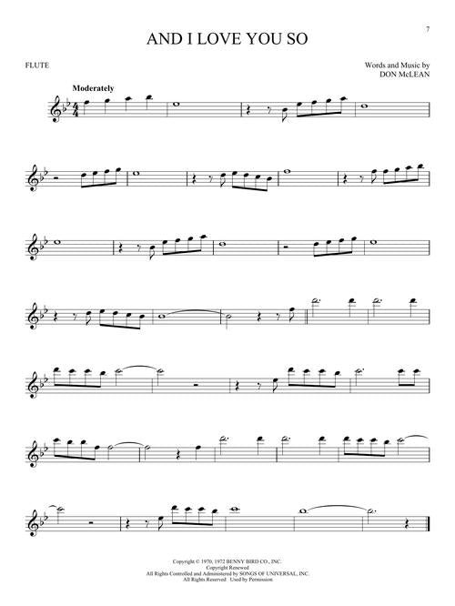 And I love you so solo for flute sheet music