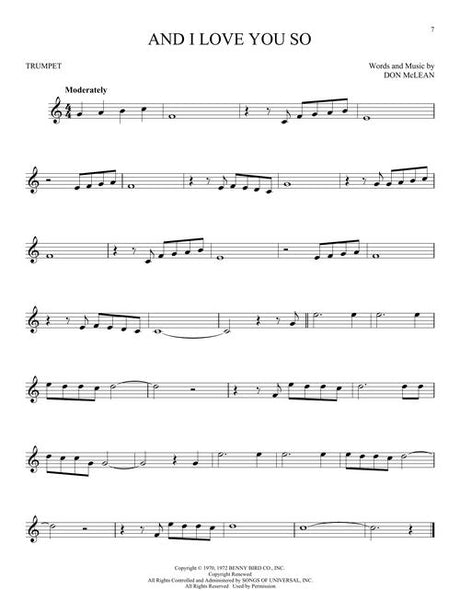 And I love you so for solo trumpet sheet music