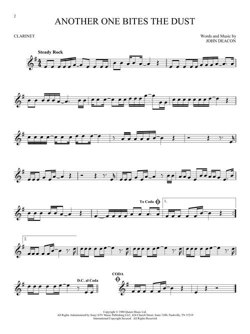 another one bites the dust on clarinet sheet music