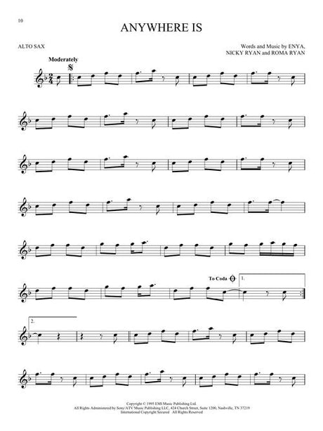 Anywhere is solo for alto sax sheet music