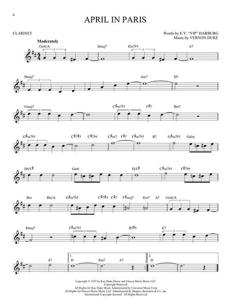 April in Paris Jazz song solos for clarinet sheet music