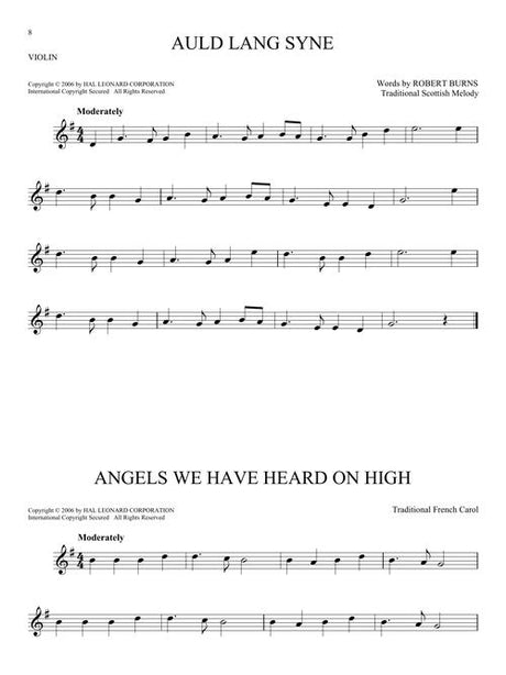 Auld lang syne sheet music for violin soli