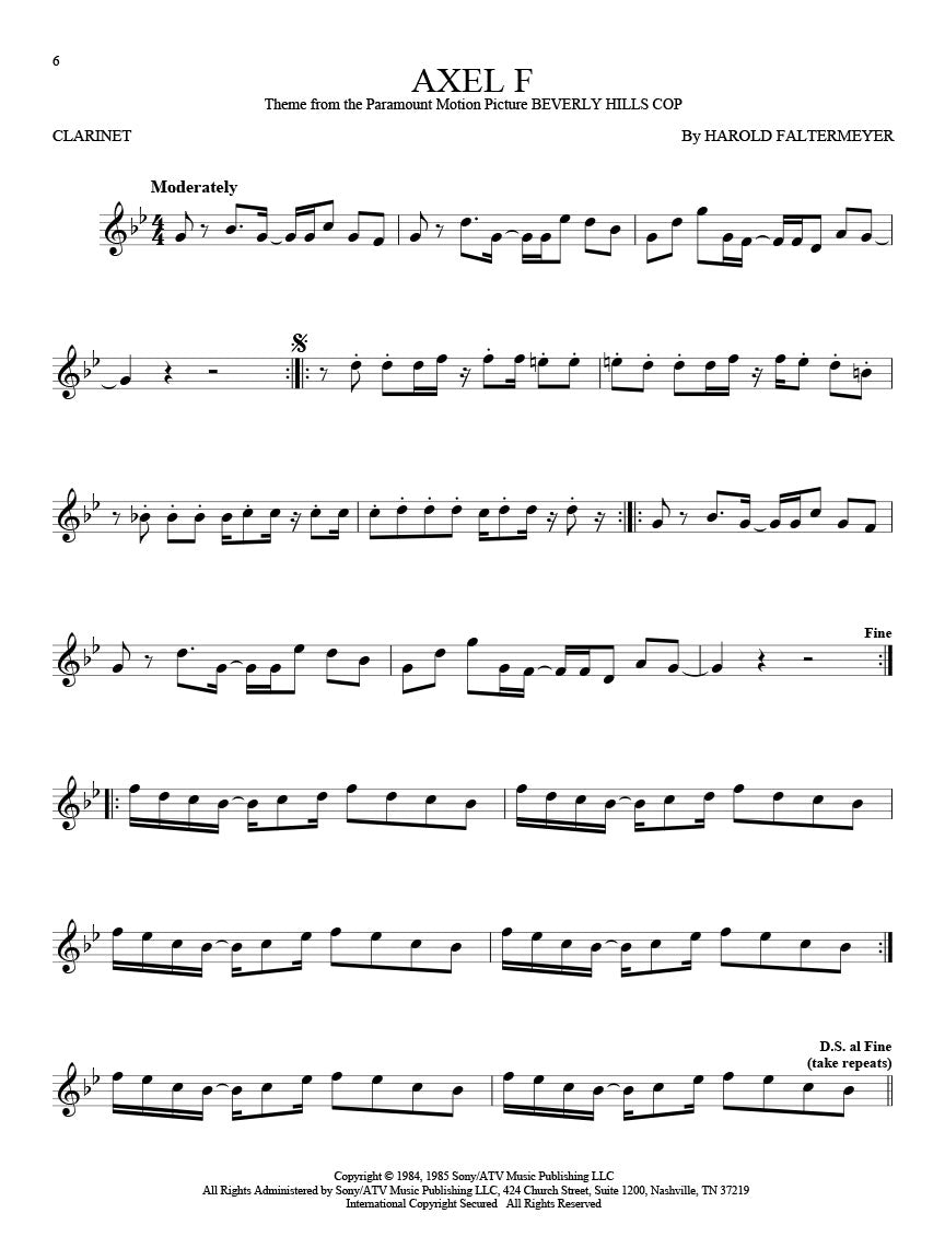 axel f solo for clarinet sheet music