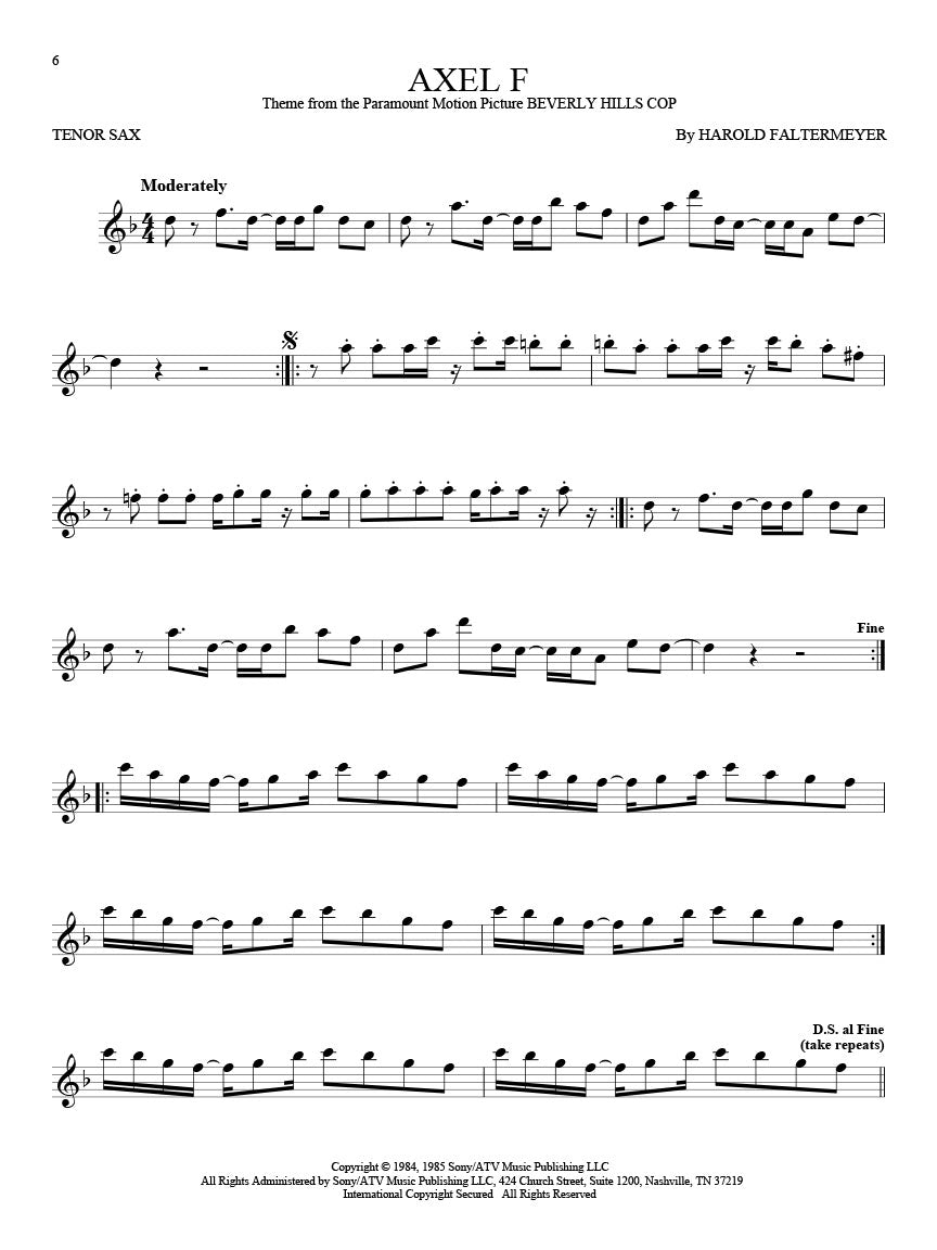 Axel F solo for tenor sax sheet music