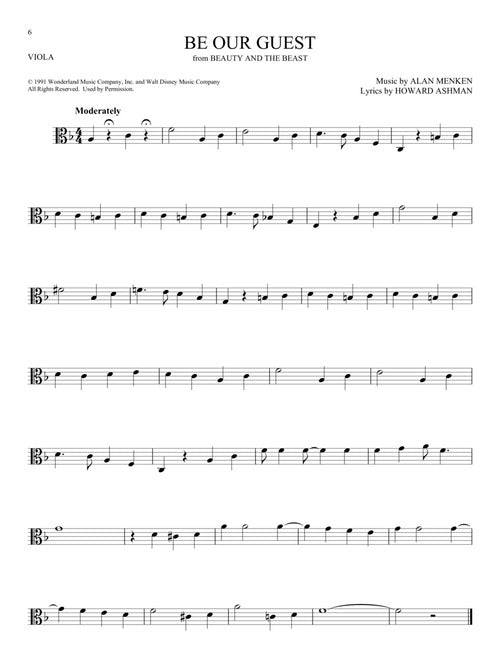 be our guest disney sheet music for solo viola