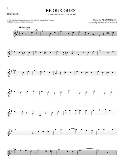 Be our guest disney sheet music for tenor sax