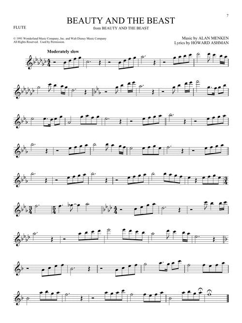 beauty and the beast disney flute sheet music