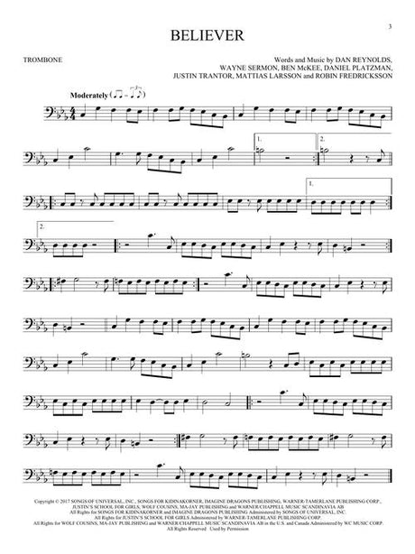 believer sheet music by imagine dragons on trombone