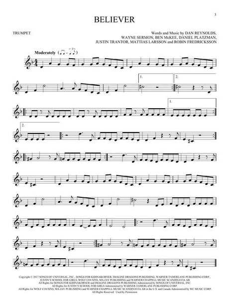 believer sheet music by imagine dragons for trumpet