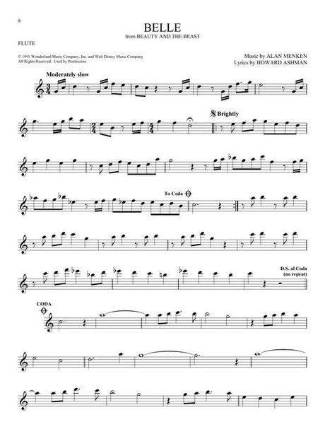 belle for disney flute sheet music solos