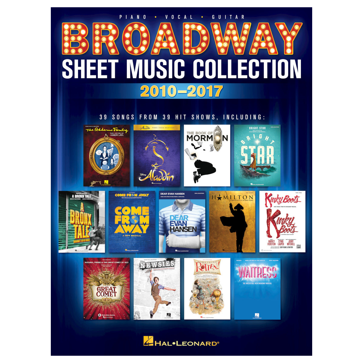 broadway sheet music of musicals from 2010-2017